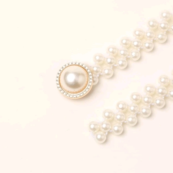 Womens Faux‎ pearl beaded elastic stretch waist coquette wedding dress belt - Picture 6 of 6